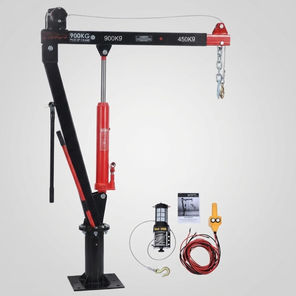 900Kg swivel hydraulic crane hoist 12V electric jack