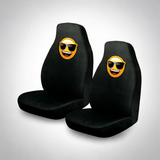Pair of emoji car front seat covers sunglasses faces