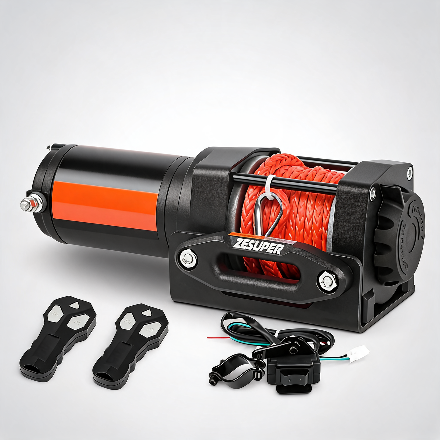 ZESUPER 12V electric winch 4500LBS with synthetic rope for ATV, boat and trailer