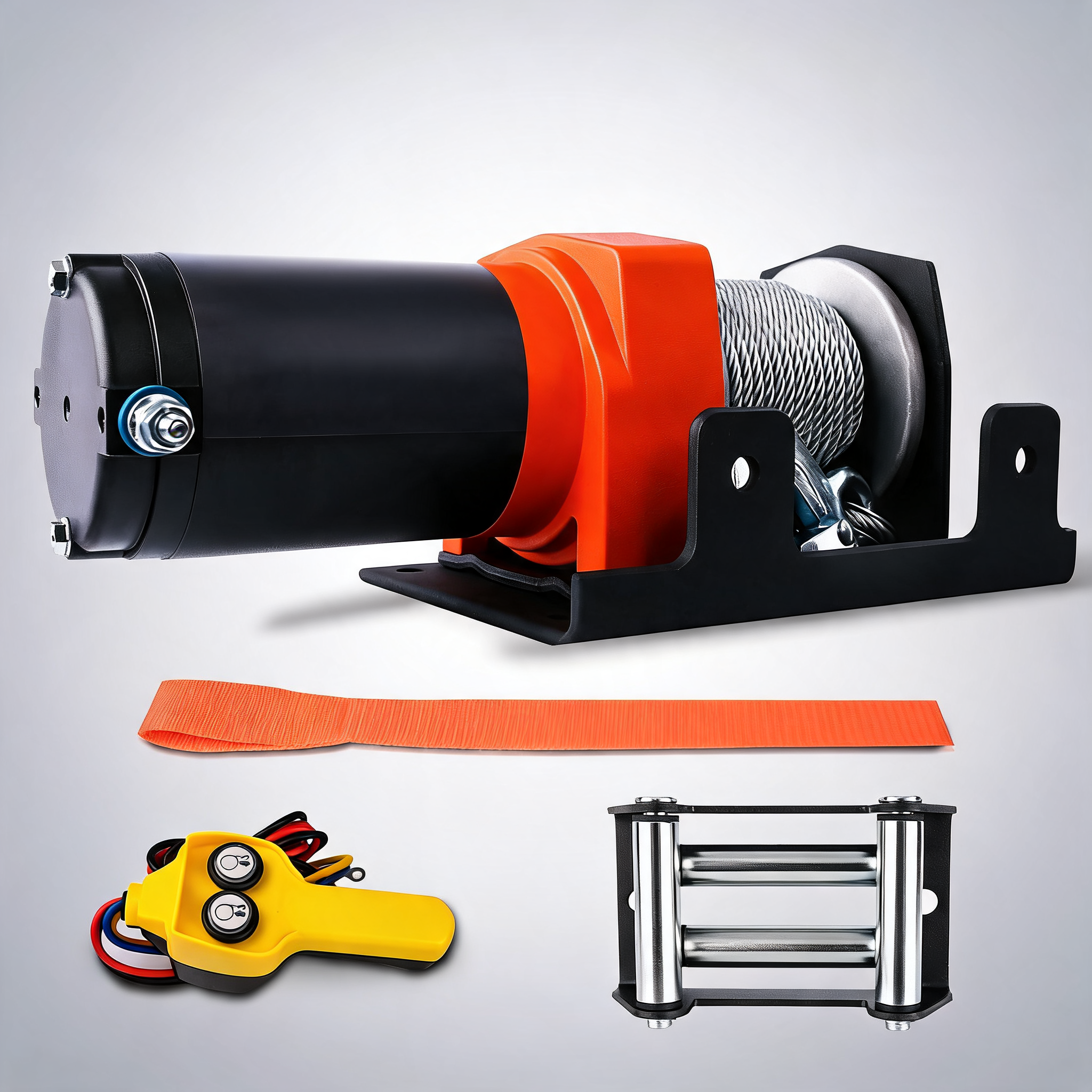 ZESUPER 12V electric winch 2500LBS with 15.2m steel cable for ATV, UTV and 4WD