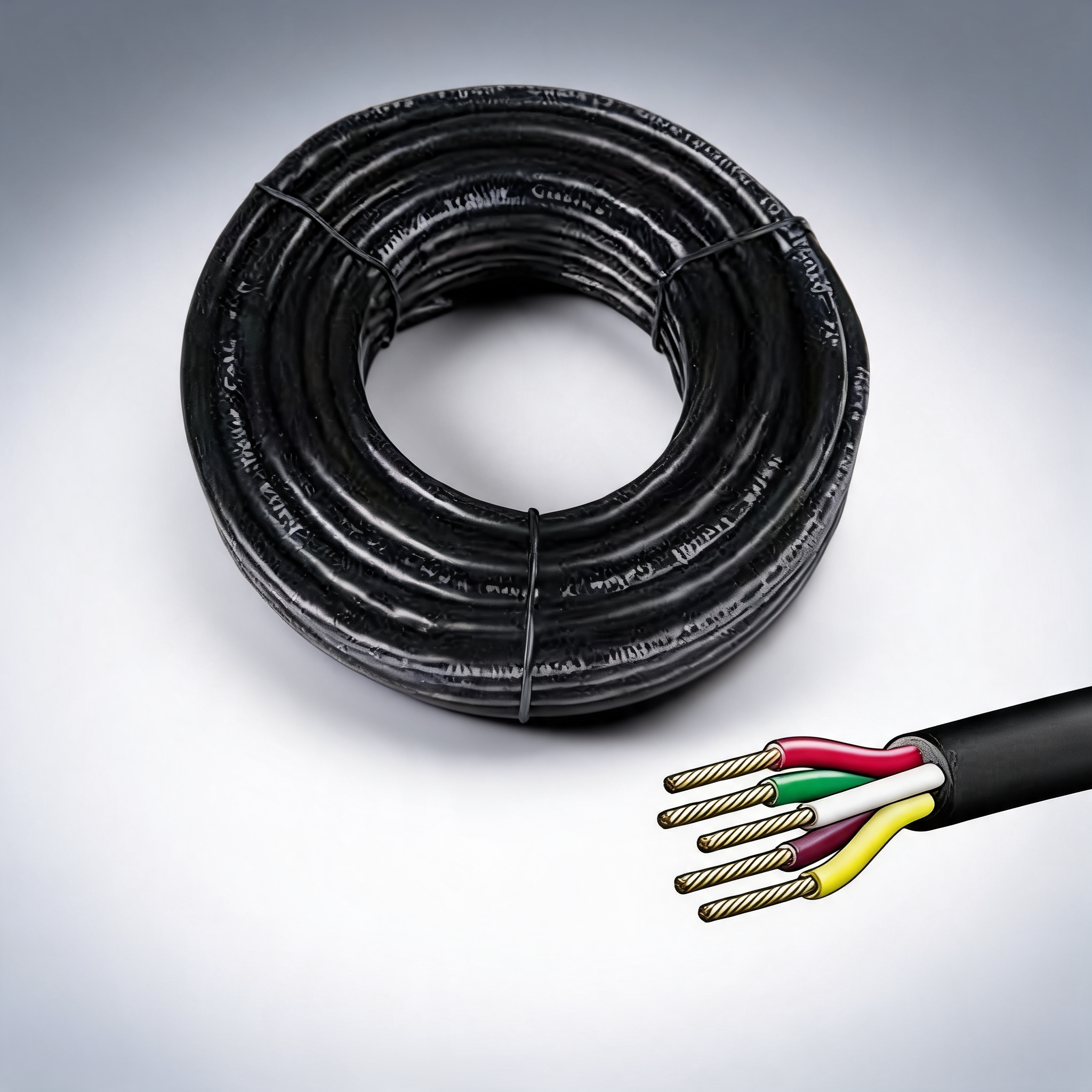 50m x 5 core wire cable for trailer, automotive, boat, caravan and truck V90 PVC coil