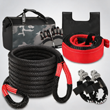 X-BULL 13pc 4x4 off-road recovery kit with kinetic rope, snatch strap and winch damper