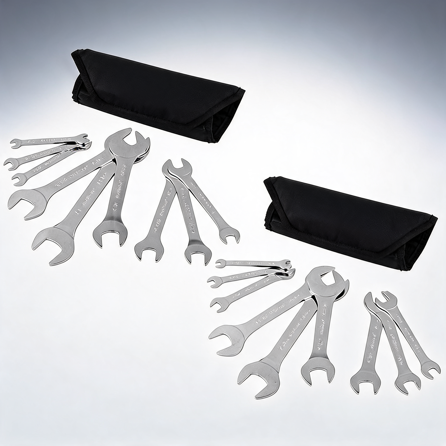 HORUSDY super thin 18pc wrench set, open end spanner 3mm CRV metric and SAE with pouch