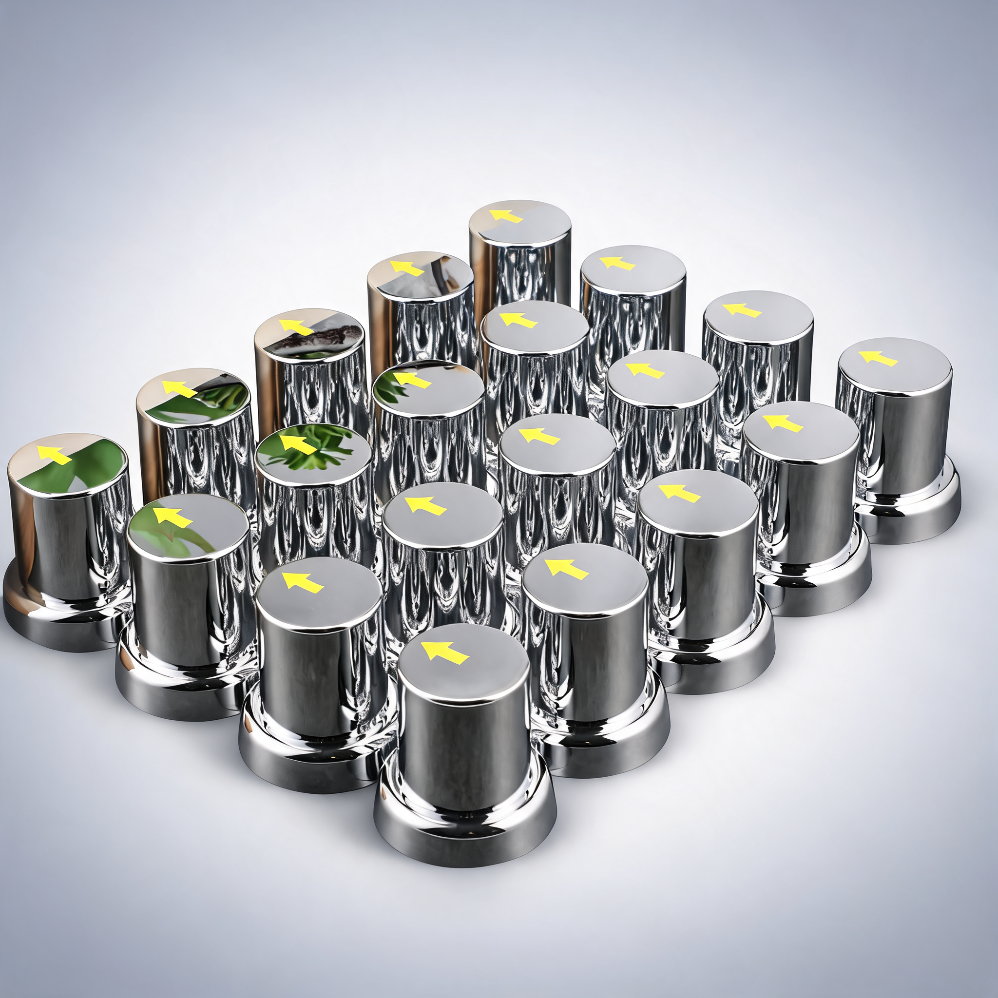 20pcs ABS wheel nut covers with safety arrow chrome caps for trucks, trailers and bus