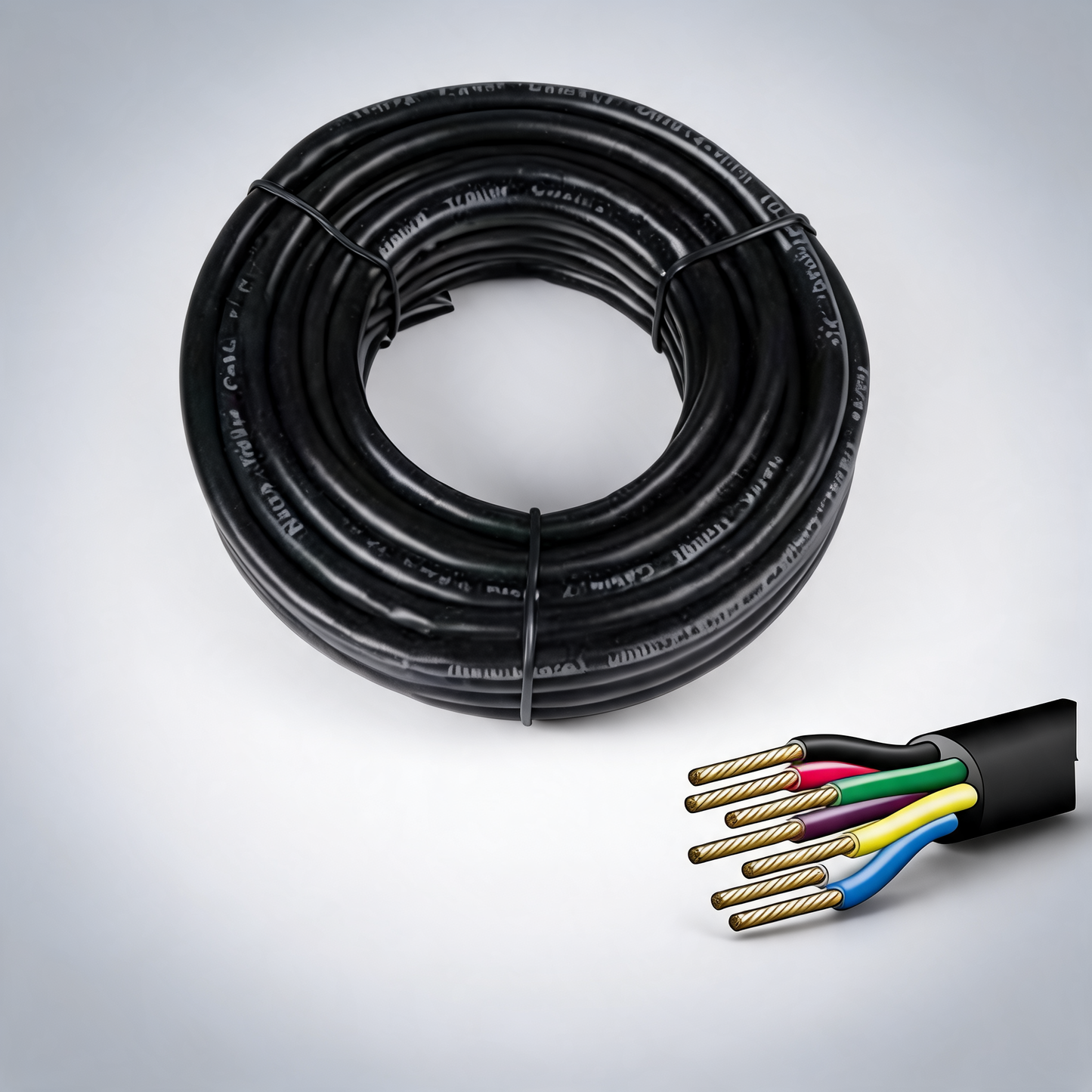 30m 7 core wire cable for trailer, automotive, boat, caravan and truck, V90 PVC coil