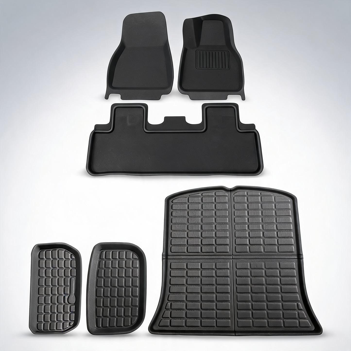 Weisshorn car rubber floor, trunk and cargo mats for Tesla Model Y 2021-2023