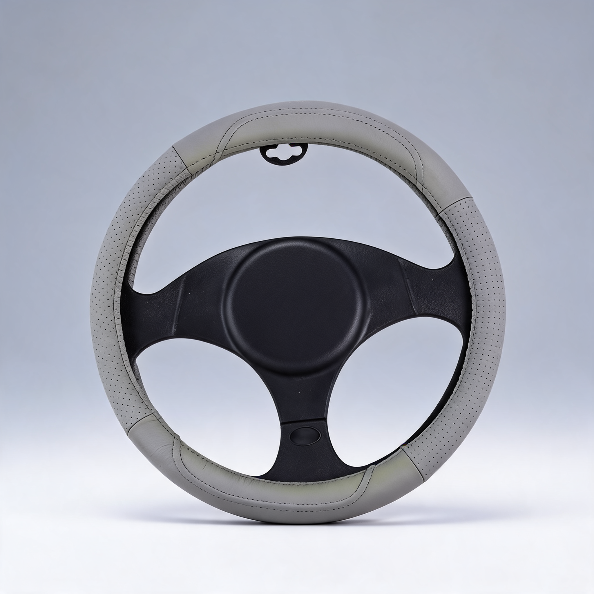 Oklahoma grey leather steering wheel cover