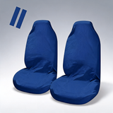 Universal Pulse throwover front seat covers with bonus seat belt buddies in blue