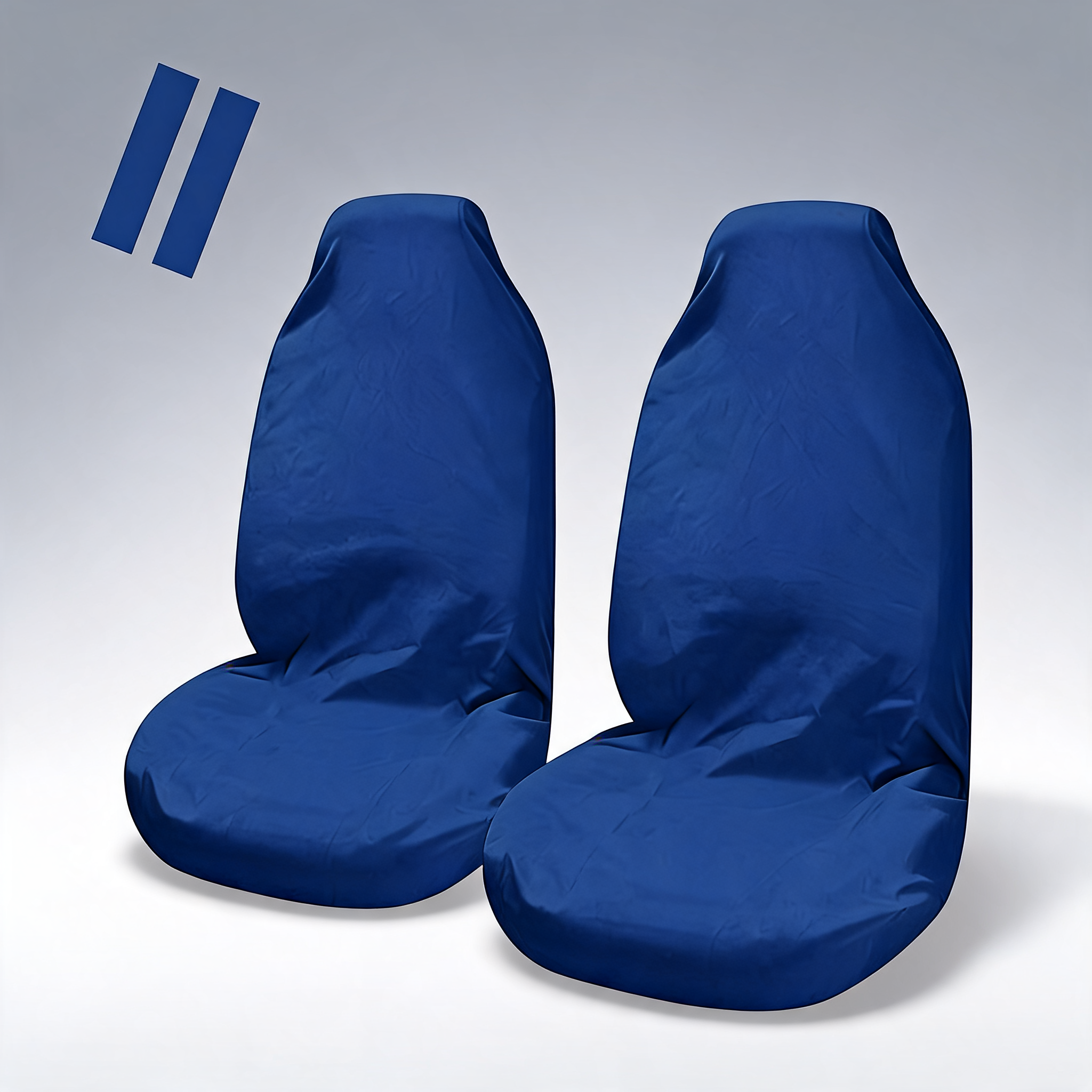 Universal Pulse throwover front seat covers with bonus seat belt buddies in blue