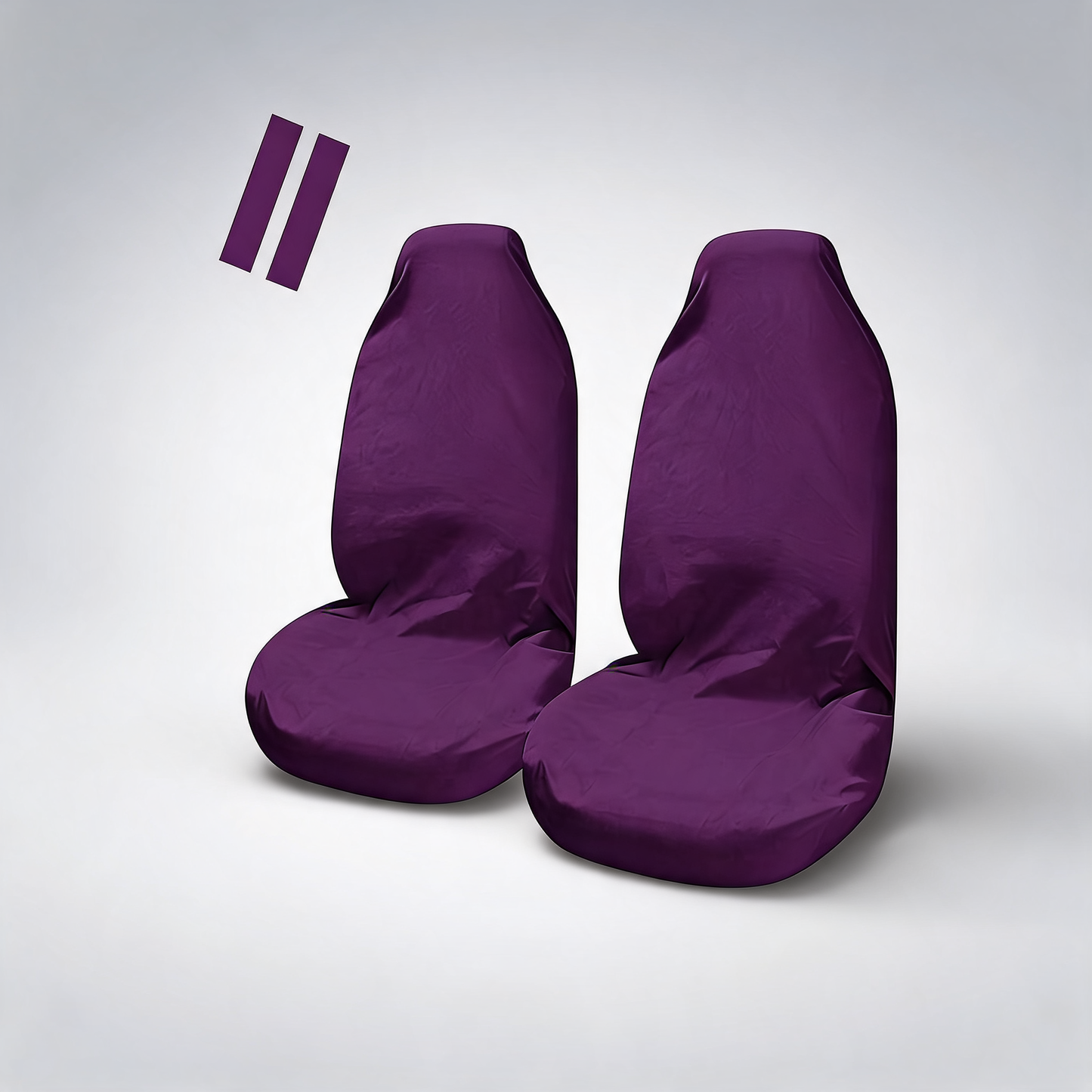 Universal Pulse throwover front seat covers with bonus seat belt buddies in purple