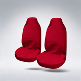 Universal Pulse throwover front seat covers with bonus seat belt buddies in red