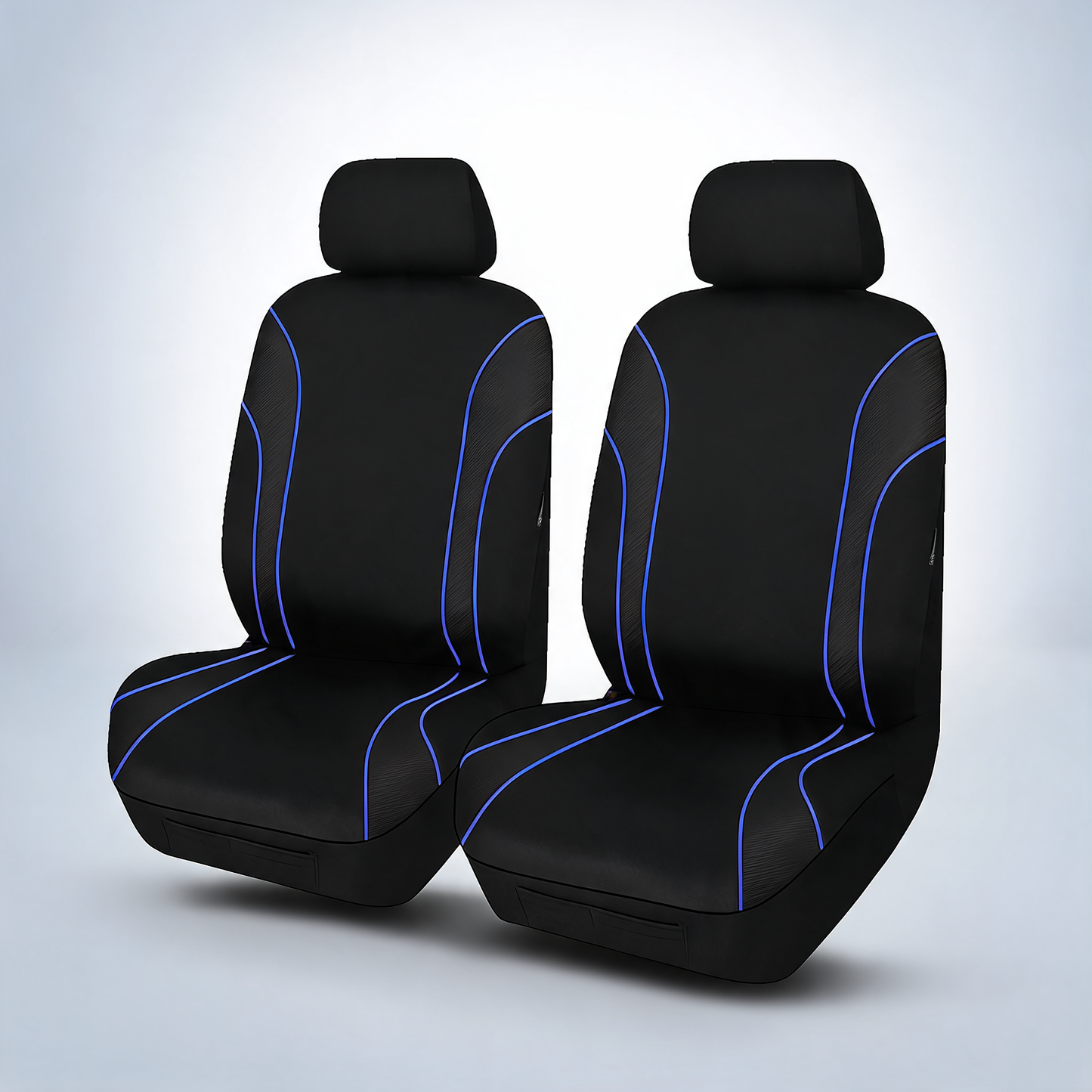 Universal Strident front seat covers size 30/35 with blue piping