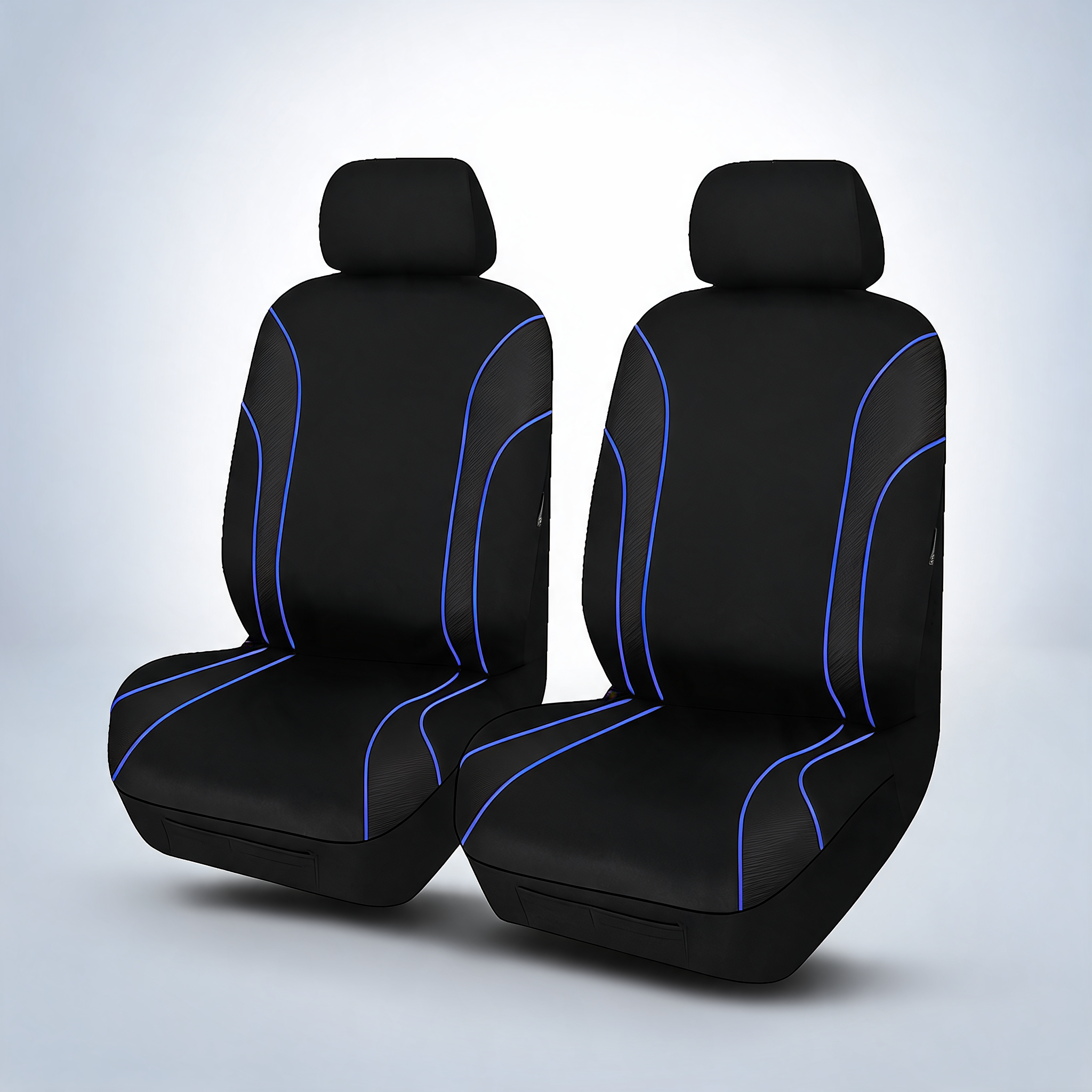 Universal Strident front seat covers size 30/35 with blue piping