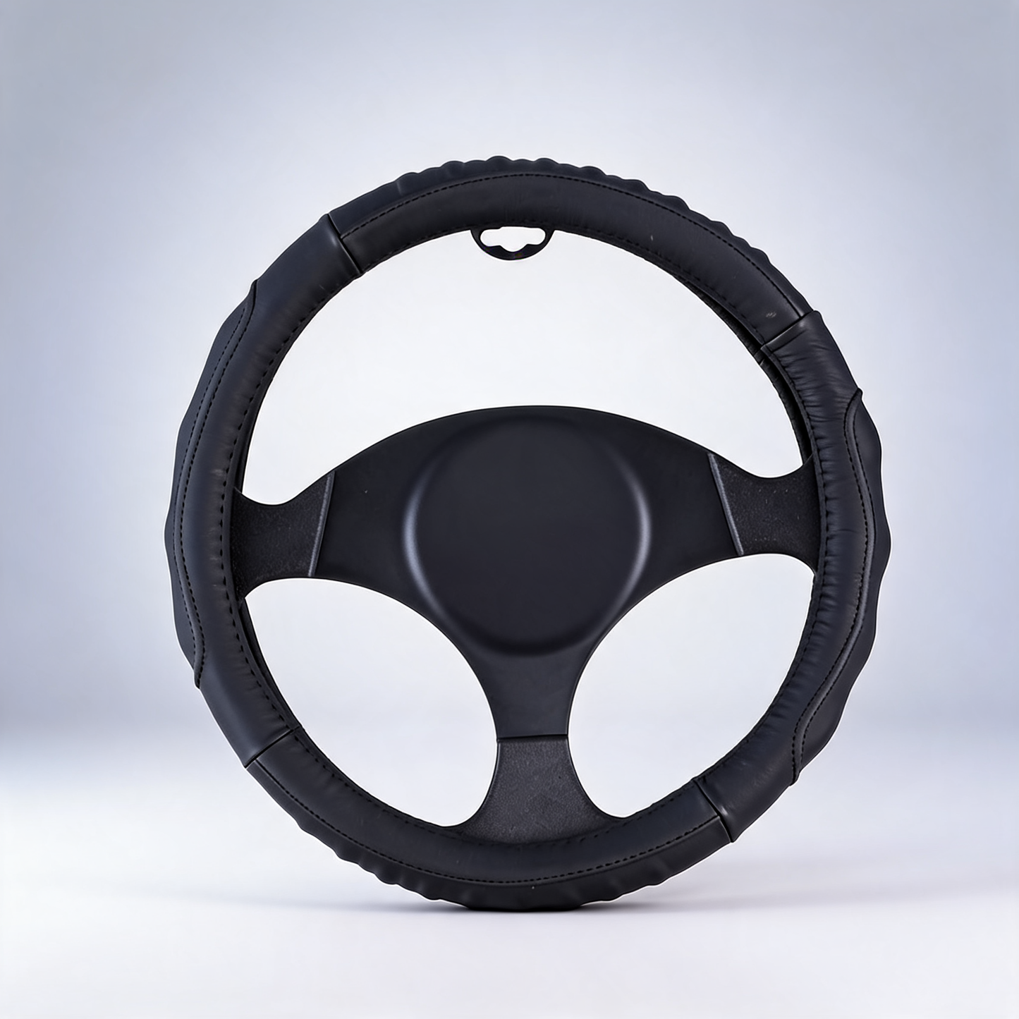 Kentucky black leather steering wheel cover