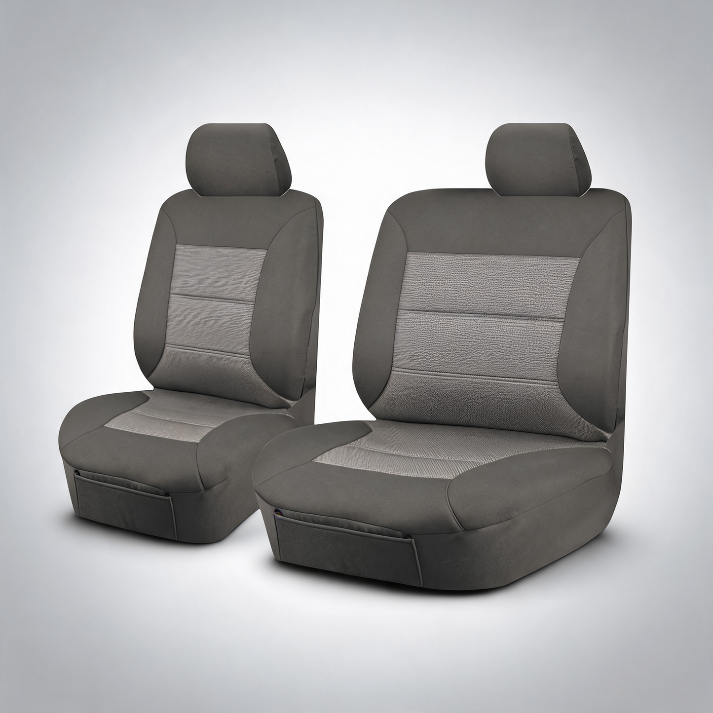 Premium grey front seat covers for Toyota Landcruiser 70 Series VDJ single and dual cab from 2007