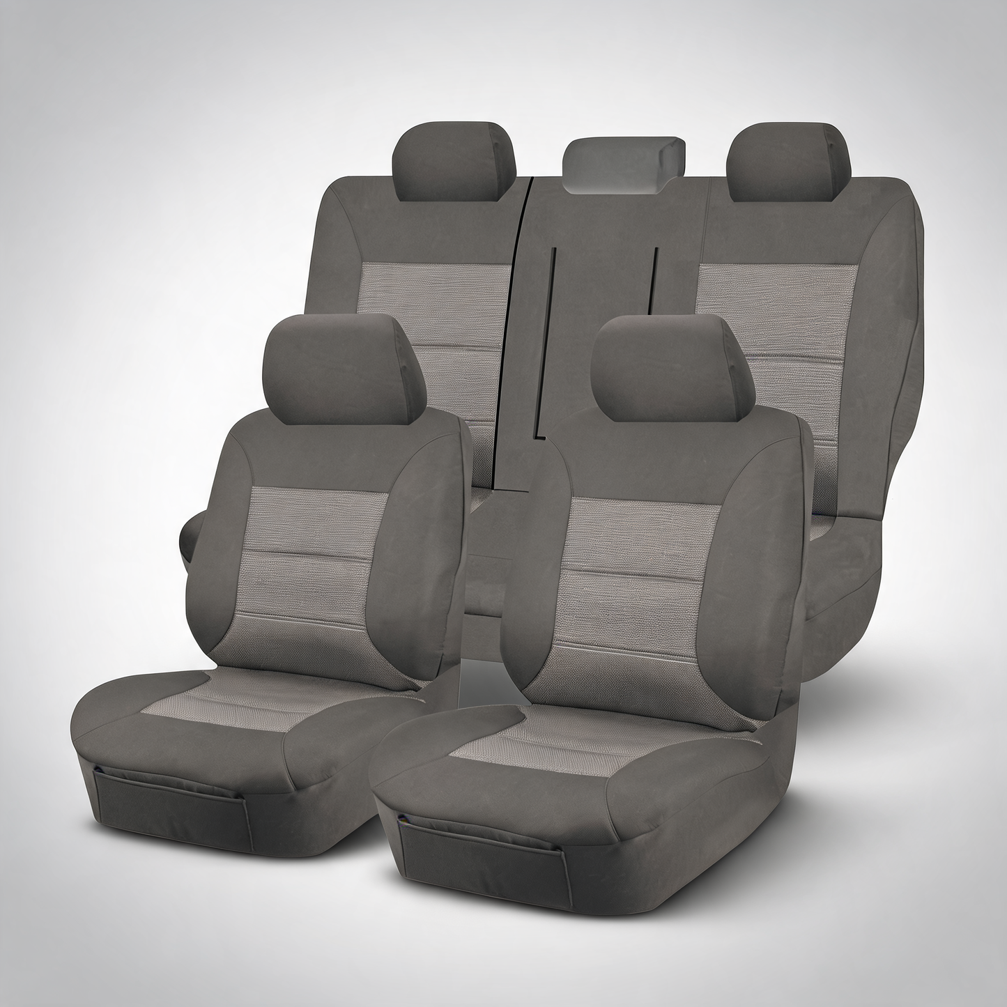 Premium grey seat covers for Toyota HiAce crew van LWB from 2019