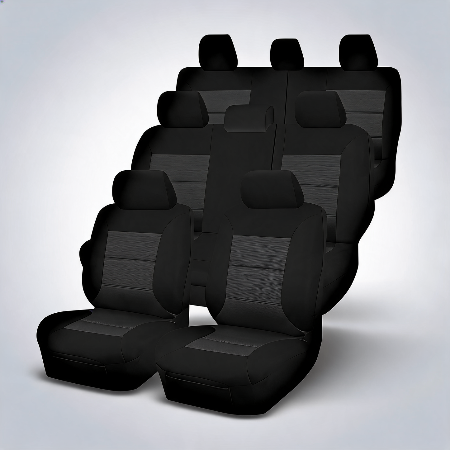 Premium black seat covers for Toyota Landcruiser 200 Series GXL 8-seater 2007-2021