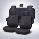 All terrain charcoal front seat covers for Isuzu D-Max dual cab utility from 2012