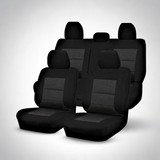 Premium black front seat covers for Mitsubishi Triton MQ dual cab utility from 2015