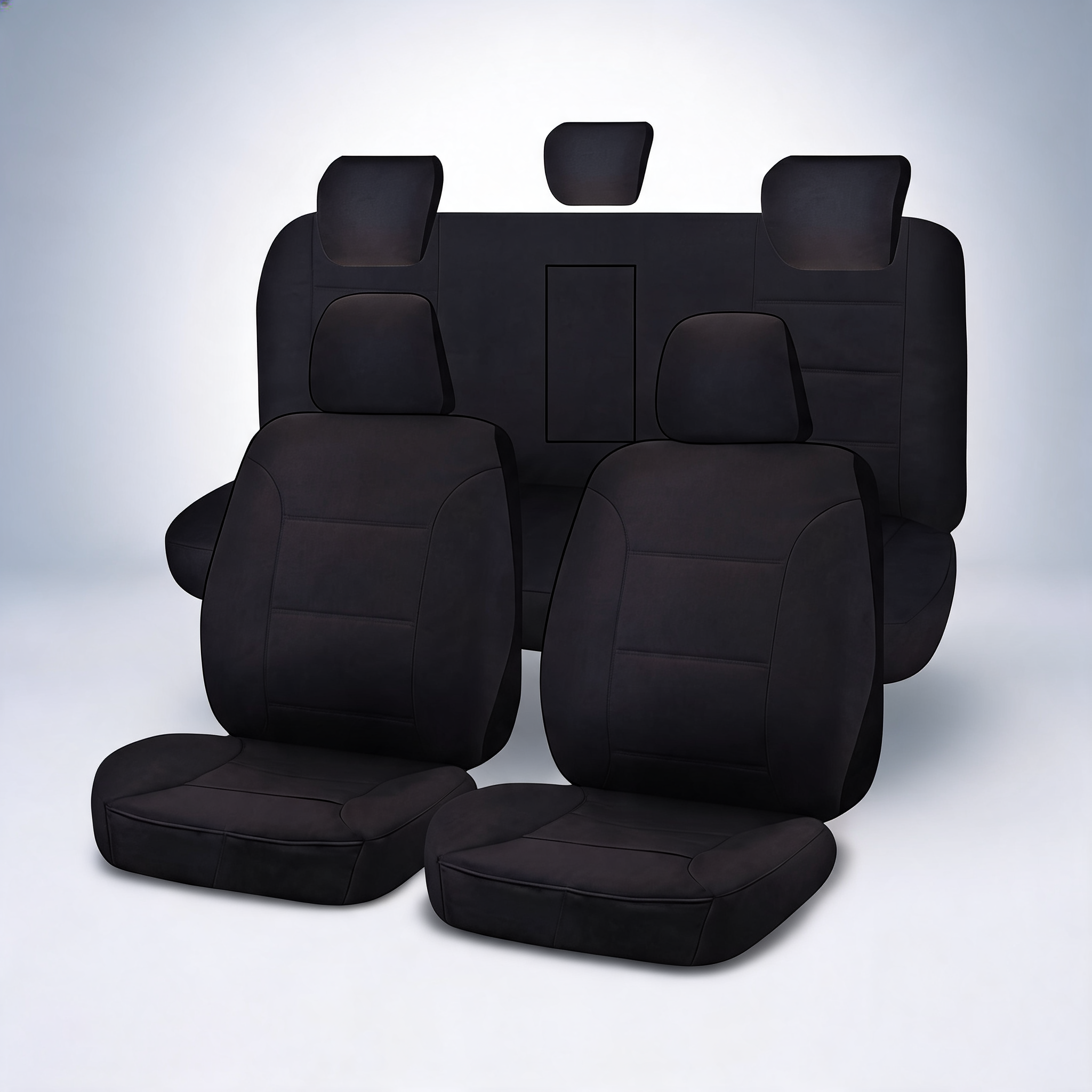 Challenger black front seat covers for Isuzu D-Max dual cab utility 2012-2020