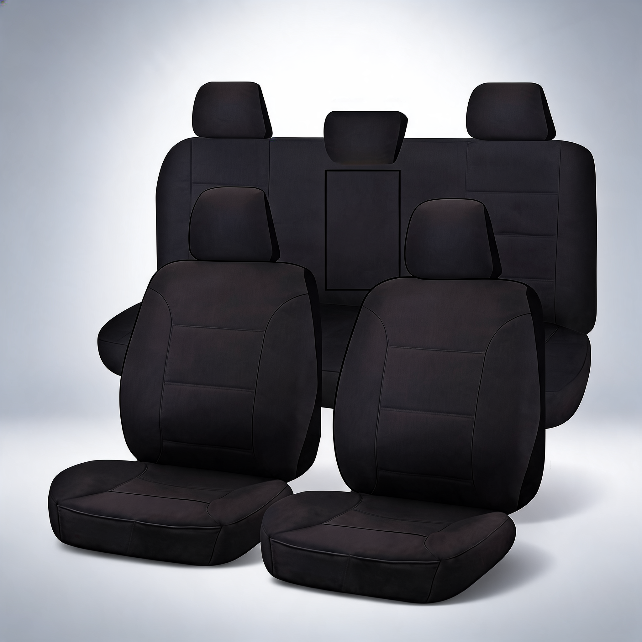 Challenger black front seat covers for Toyota HiLux dual cab utility from 2015
