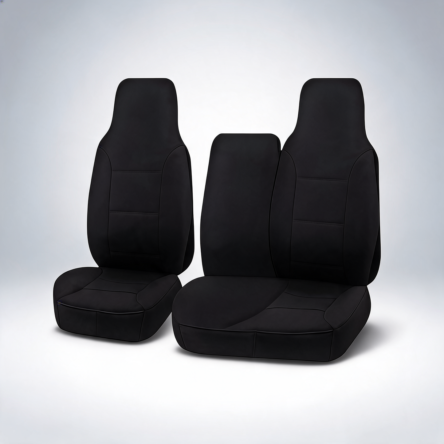 Challenger black front seat covers for Toyota HiAce LWB utility van 2005-2015