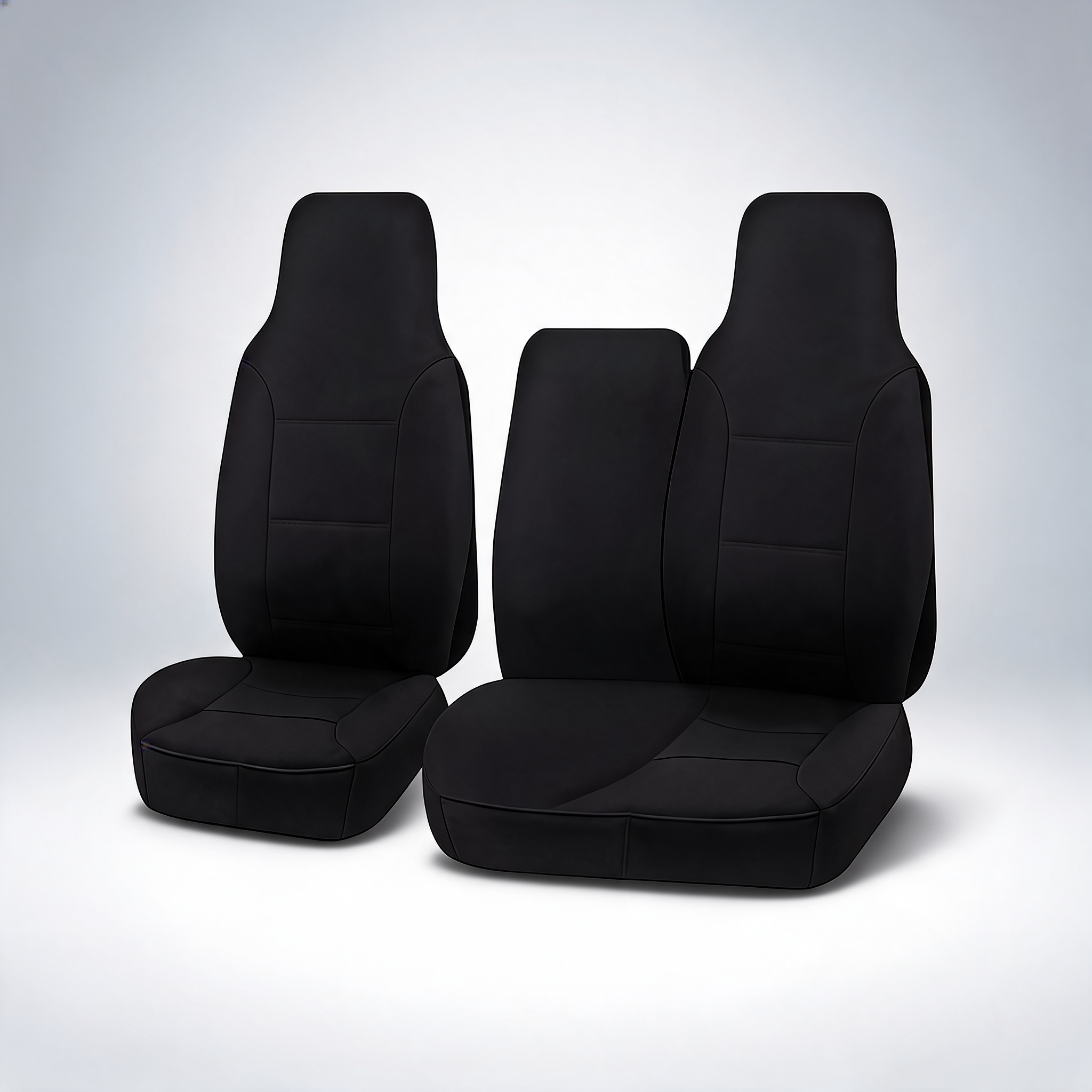 Challenger black front seat covers for Toyota HiAce LWB utility van 2005-2015