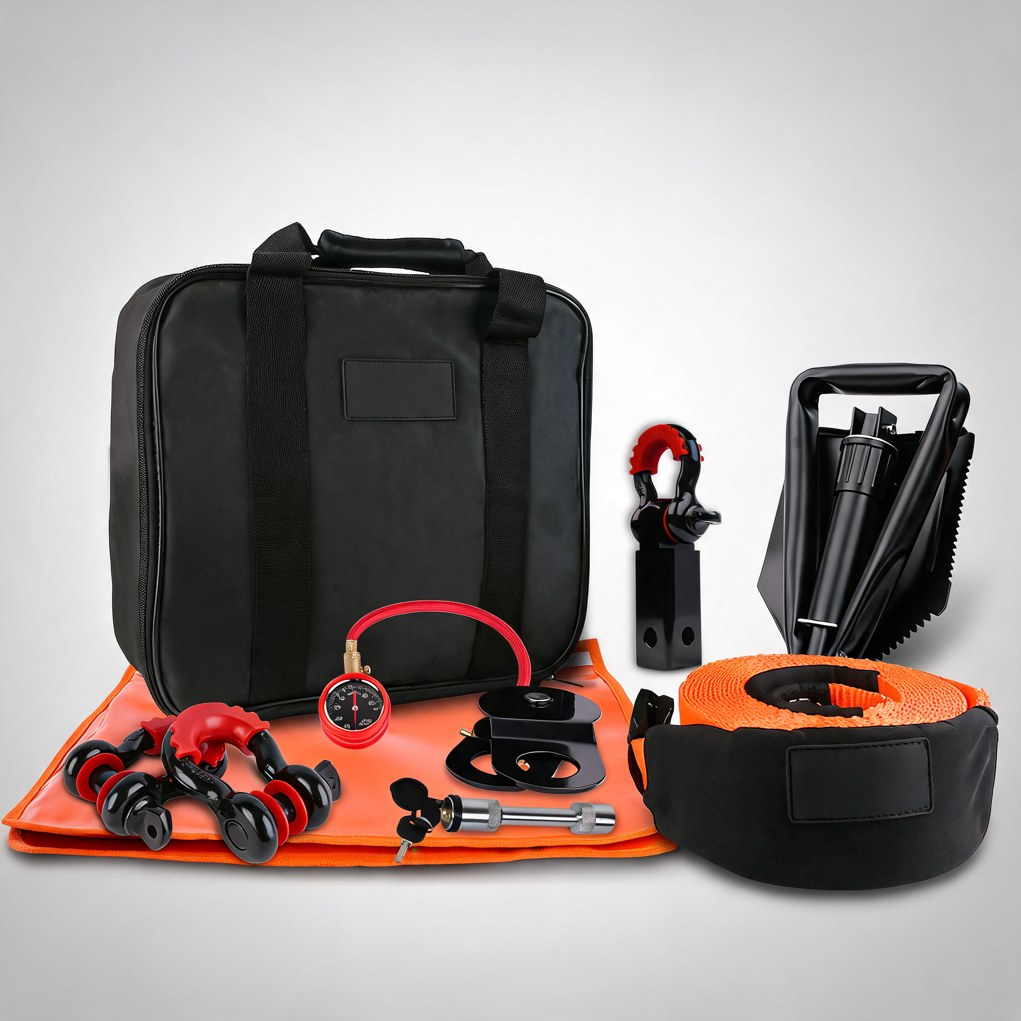 X-BULL 11pcs winch recovery kit with snatch strap for off-road 4WD 4x4