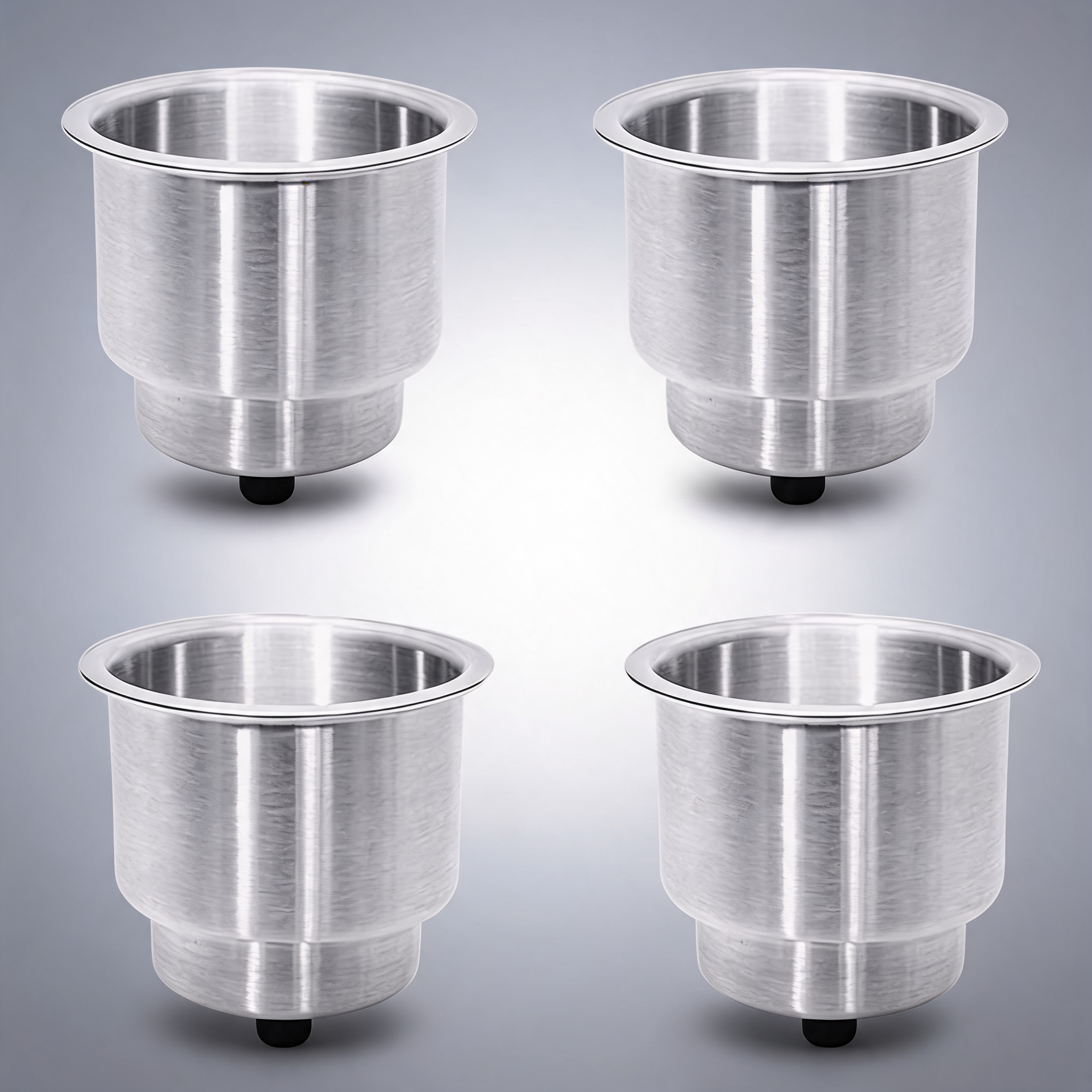 Set of 4 stainless steel drink cup holder inserts for boat, car, truck and RV
