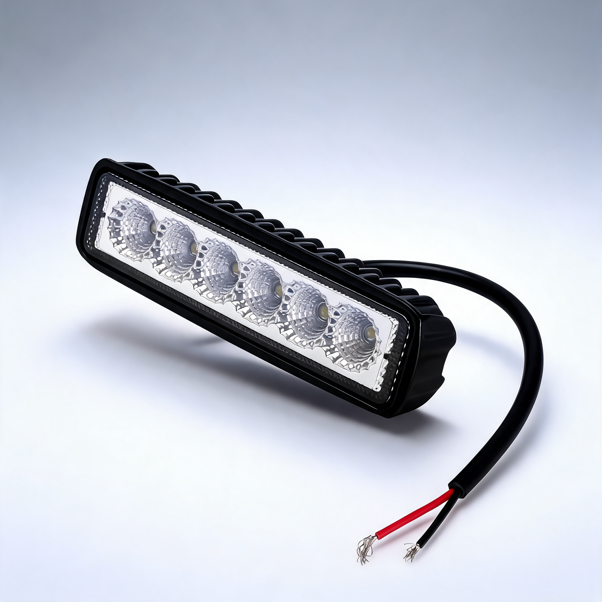 Pair of 6-inch 18W LED flood work light bars for truck and off-road 4WD