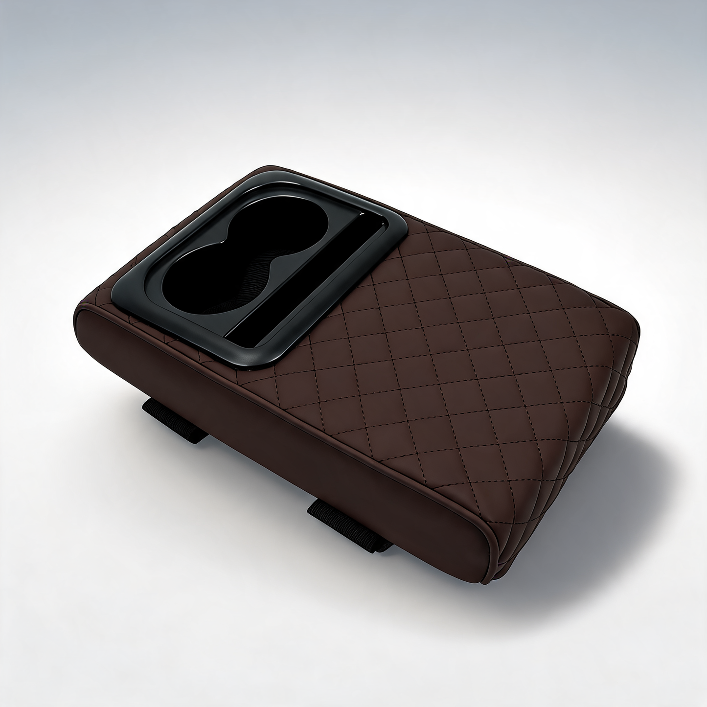 PU leather car centre console armrest riser pad with dual cup holders