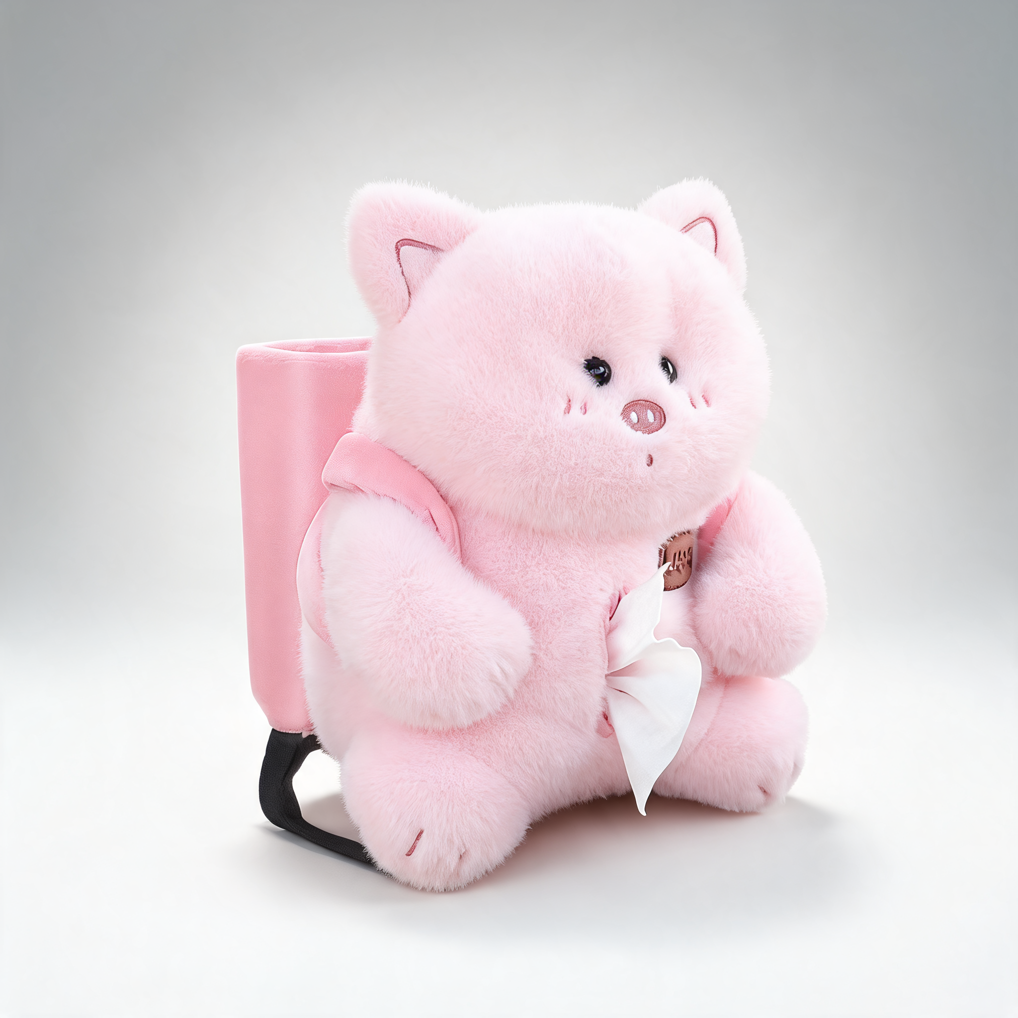 Adorable plush car tissue holder with storage