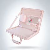 Foldable PU leather car back seat organiser tray and travel desk with tablet holder