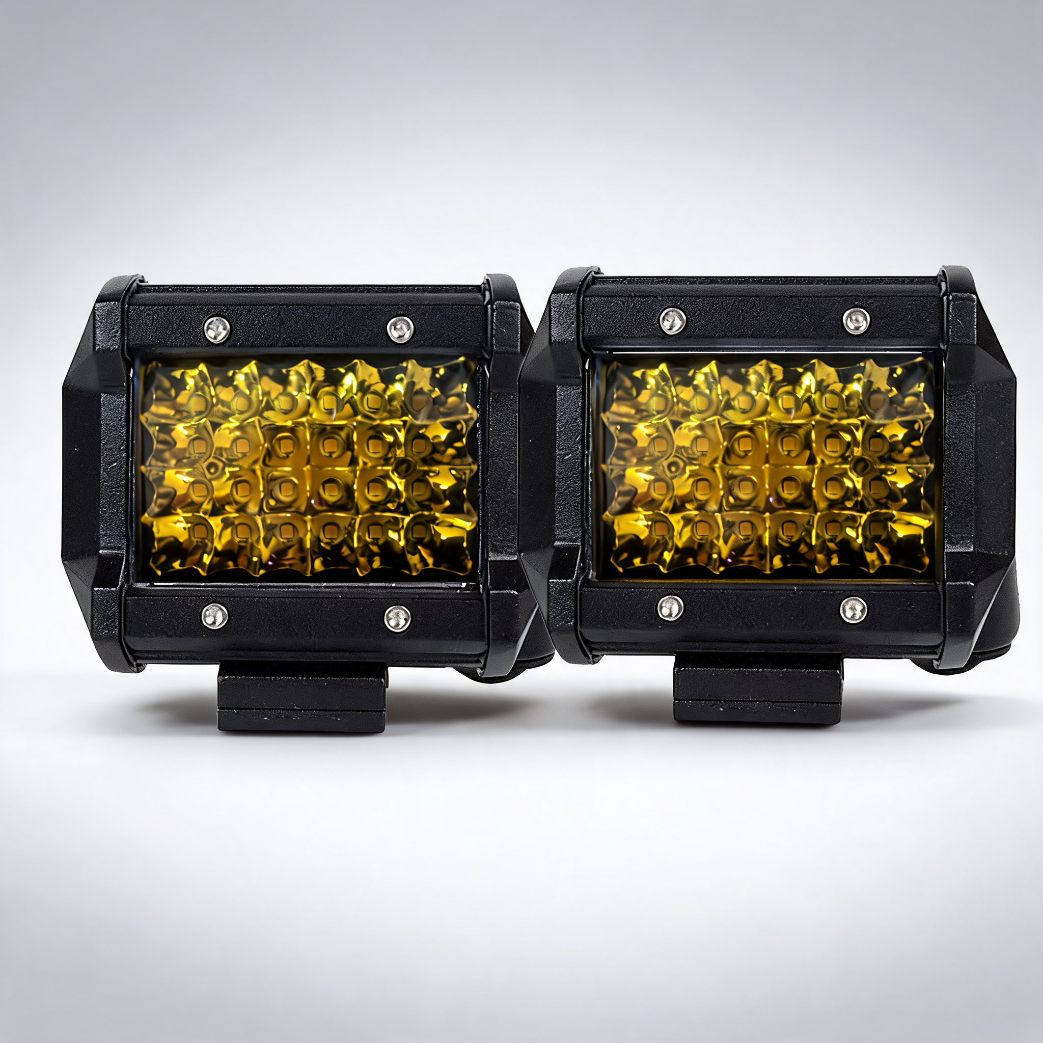 Pair of 4-inch Philips quad row spot LED work lights for 4WD reverse driving