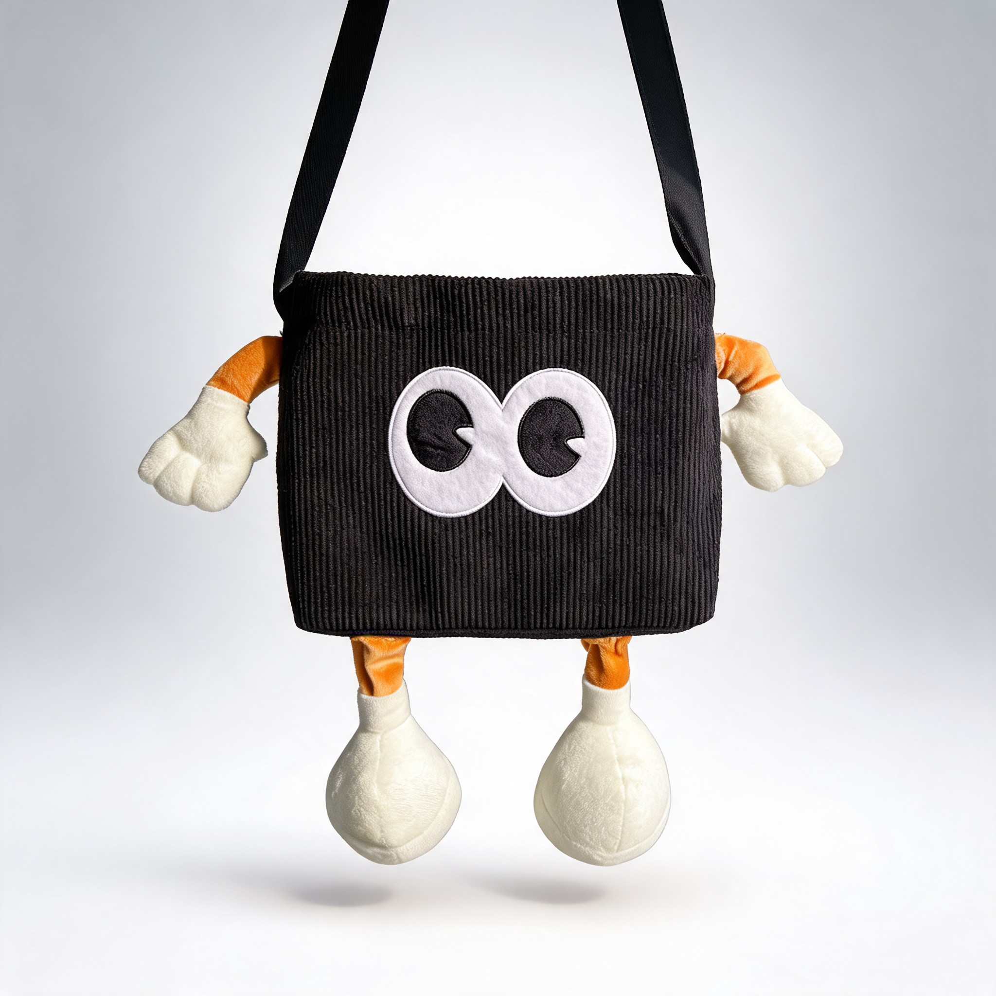 Cute cartoon car trash bin with adjustable strap in water-repellent corduroy