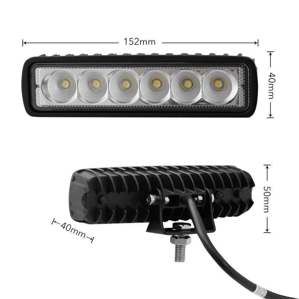 Pair 6in 18W LED Work Light Bar — view 5